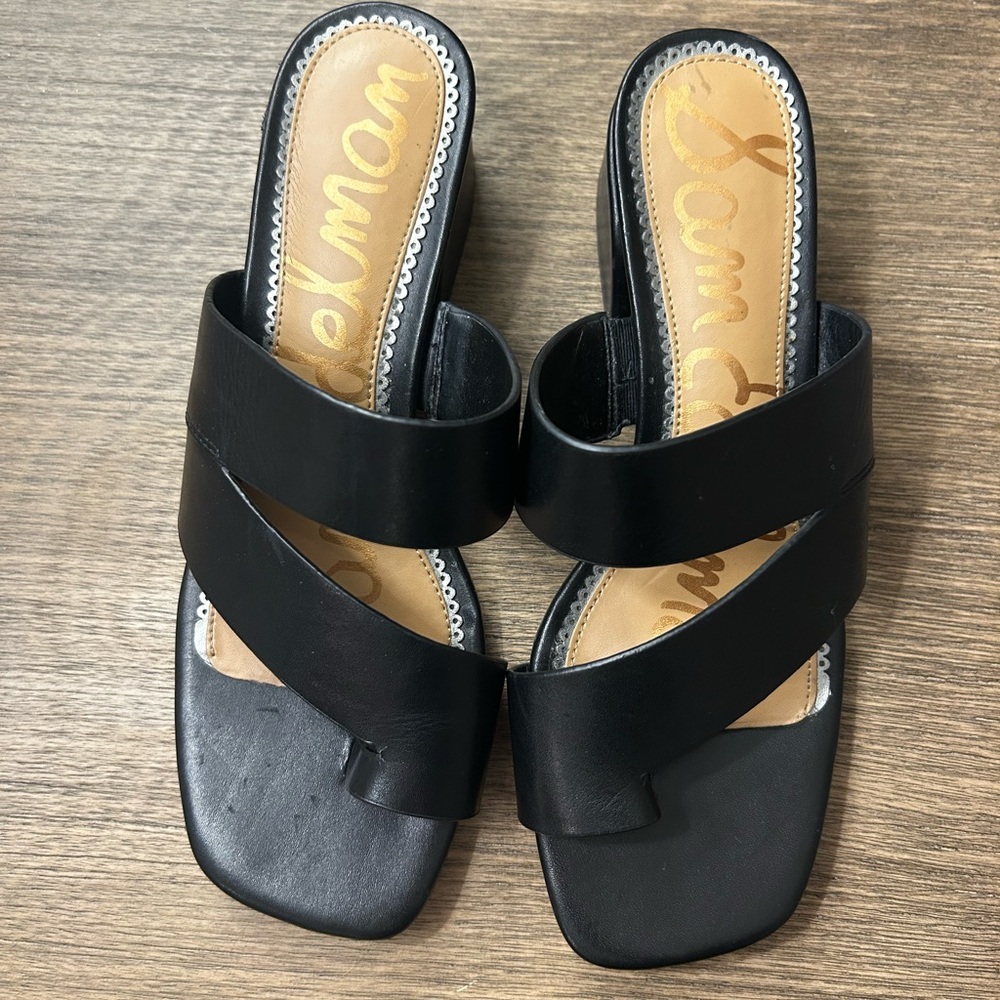 sam edelman prague square toe slip on block heel sandals